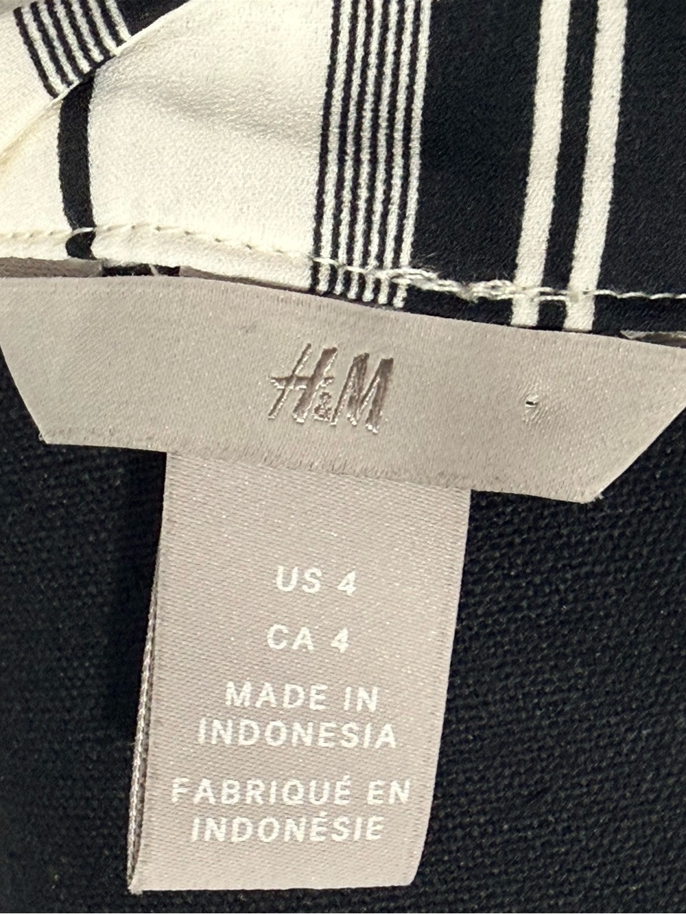 H&M Black & White Striped Sleeveless Dress – Size 4 - Picture 4 of 4